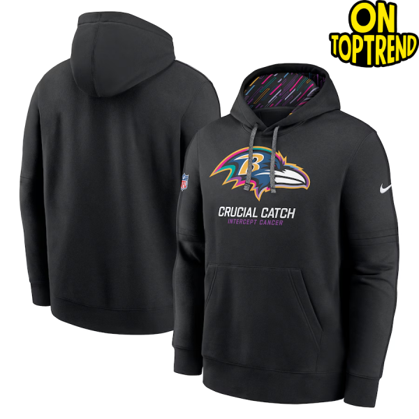 Baltimore Ravens Nike Black 2024 NFL Crucial Catch Club Pullover Hoodie