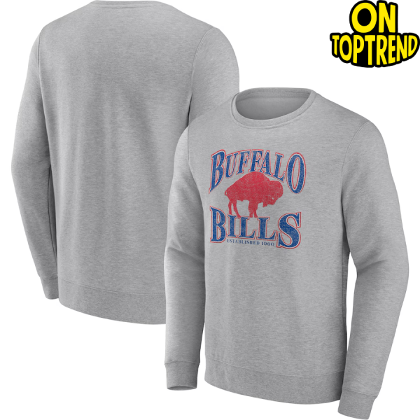 Buffalo Bills Fanatics Heathered Charcoal Playability Pullover Sweatshirt