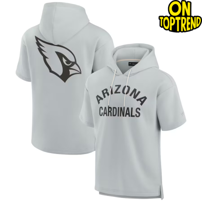 Arizona Cardinals Fanatics Gray Elements Super Soft Fleece Short Sleeve Pullover T-shirt & Sweatshirt & Hoodie